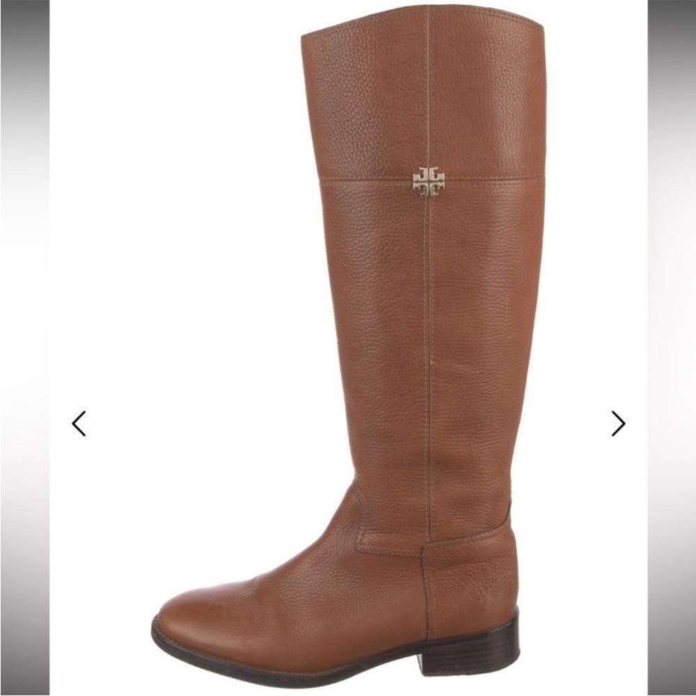 Tory Burch Signature Logo Leather
Riding Boots Size 5.5 M